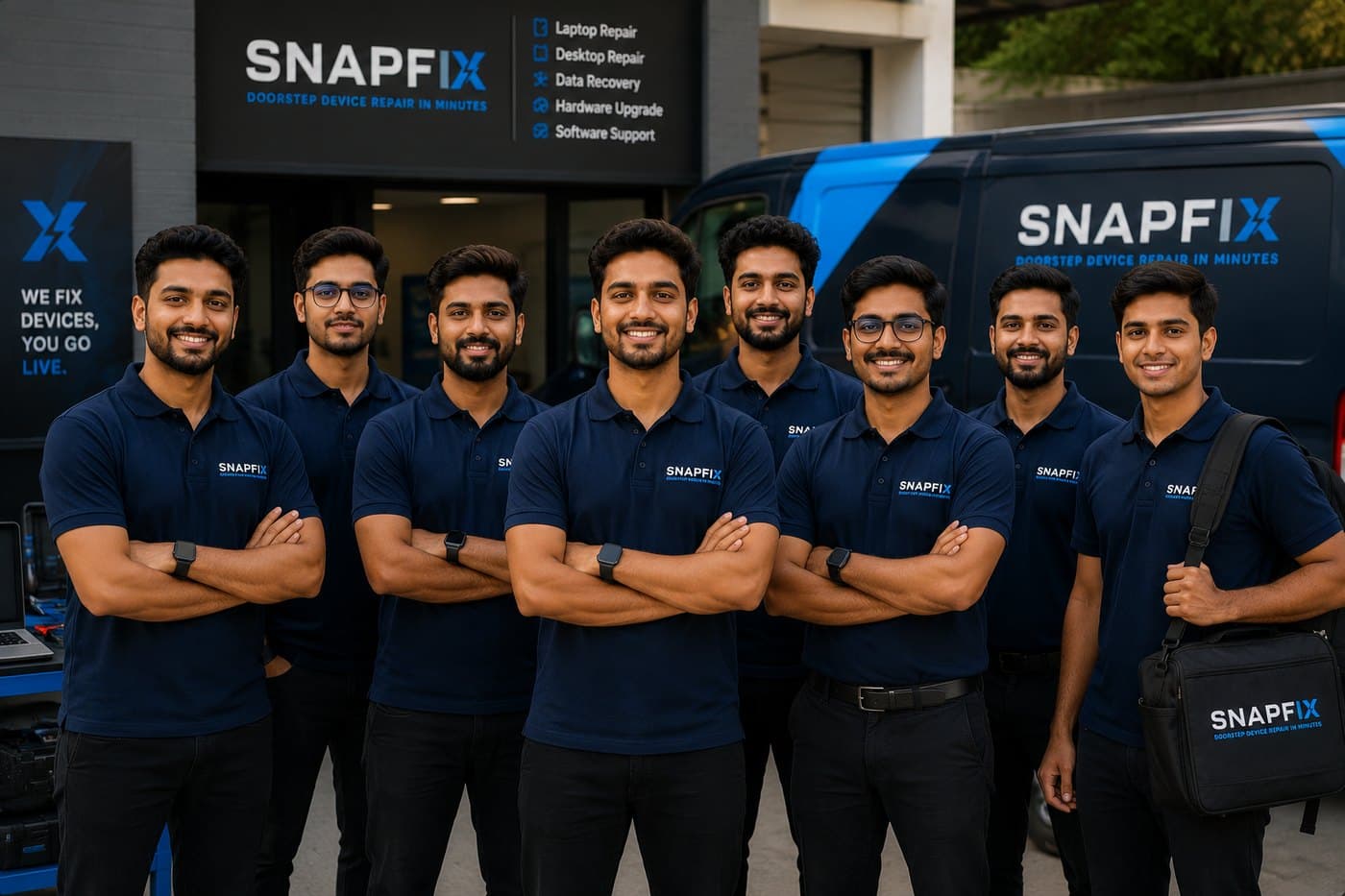 The Snapfix field team of certified, background-verified engineers in Navi Mumbai